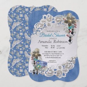 Blue Denim, lace - Costume Jewellery Invitation