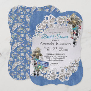 Blue Denim, lace - Costume Jewellery Invitation