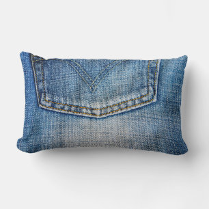 Blue denim lumbar cushion