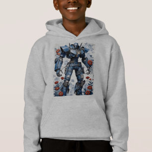 Blue Denim Mech Robot With Red Roses