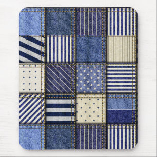 Blue Denim Patchwork Mouse Pad