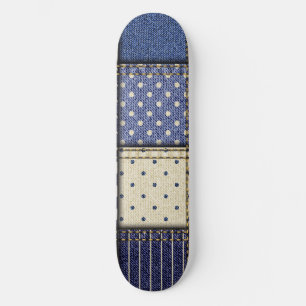 Blue Denim Patchwork Skateboard