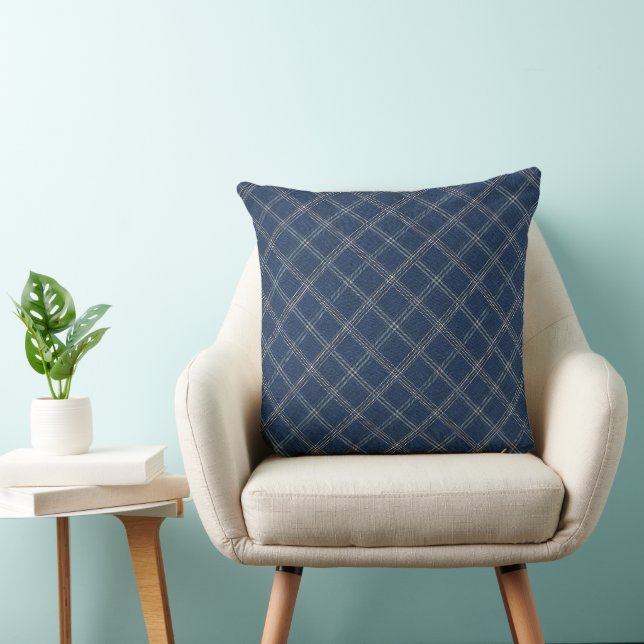 Blue Denim Plaid  Pattern Cushion (Chair)