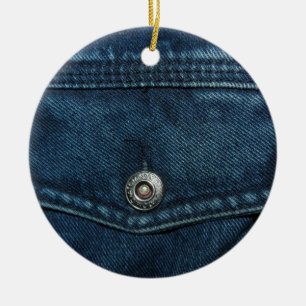 Blue Denim Pocket Ceramic Tree Decoration