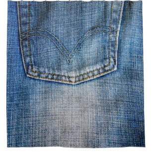 Blue denim shower curtain