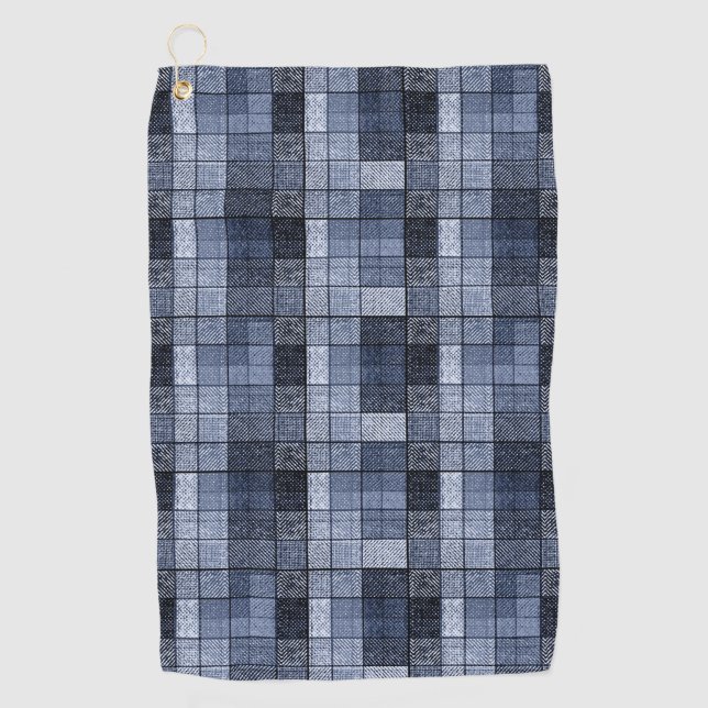 Blue, denim, tartan, plaid . golf towel (Front)