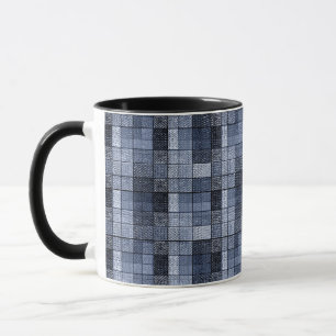 Blue, denim, tartan, plaid . mug