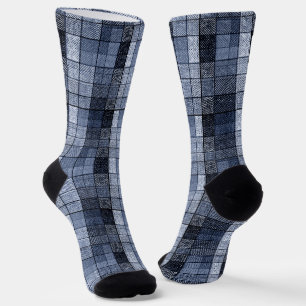 Blue, denim, tartan, plaid . socks