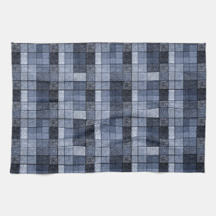 Blue, denim, tartan, plaid . tea towel