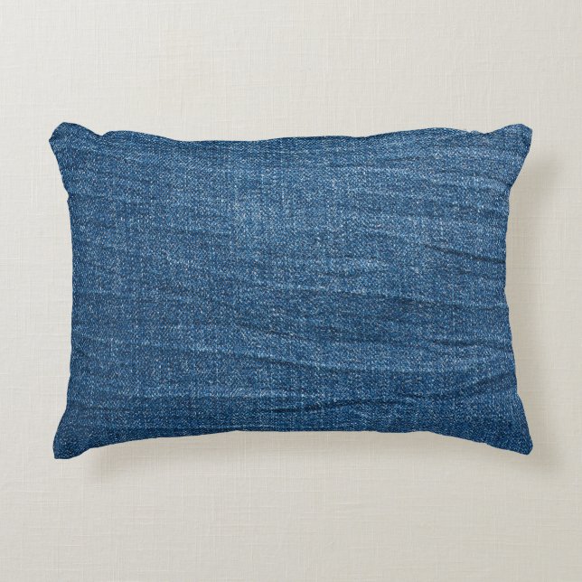 Blue Denim Texture: Classic Jeans. Decorative Cushion (Front)