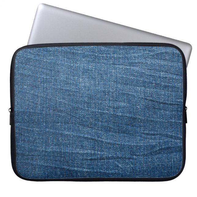 Blue Denim Texture: Classic Jeans. Laptop Sleeve (Front)