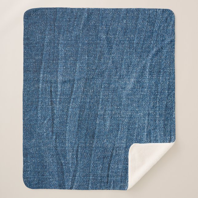 Blue Denim Texture: Classic Jeans. Sherpa Blanket (Front)