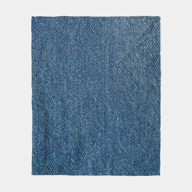 Blue Denim Texture Close-Up Shot Fleece Blanket (Front)