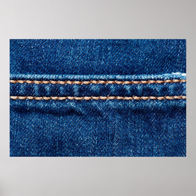 Blue denim texture with stitch line closeup, Jeans Poster (Front)