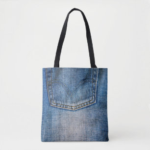 Blue denim tote bag