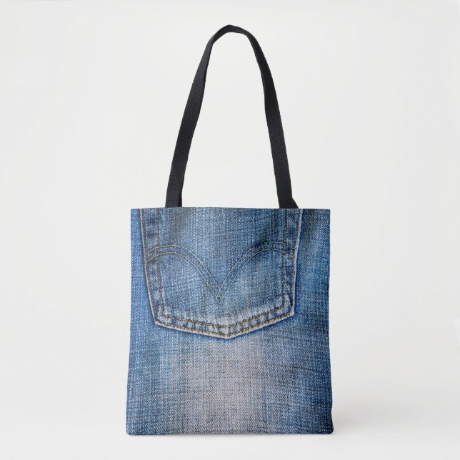 Blue denim tote bag (Front)