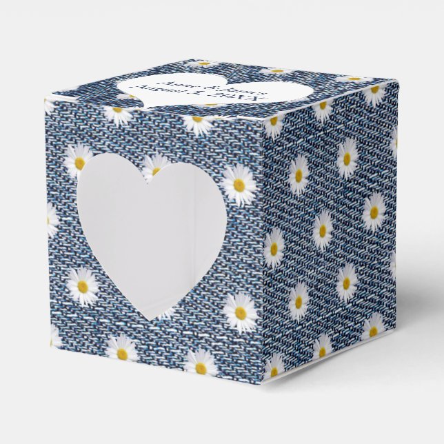 Blue Denim With Daisies Favour Box (Front Side)