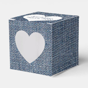 Blue Denim With Heart Favour Box