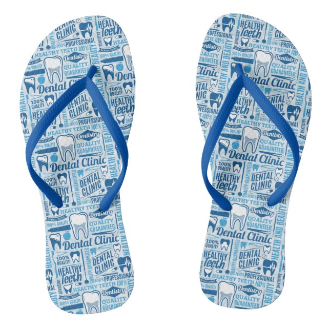 Blue Dental Clinic Pattern Jandals (Footbed)