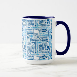 Blue Dental Clinic Pattern Mug