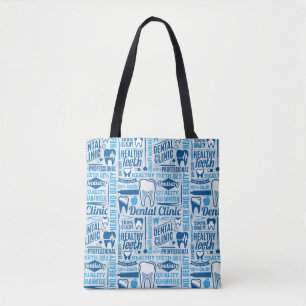 Blue Dental Clinic Pattern Tote Bag