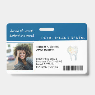 Blue   Dental Office Employee Photo ID Badge