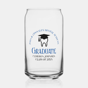 Blue Dental School Custom Dentist Graduation Can Glass
