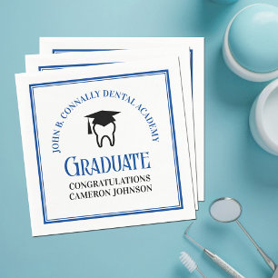 Blue Dental School Custom Dentist Graduation Party Napkin