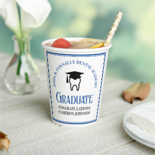 Blue Dental School Custom Dentist Graduation Party Paper Cups