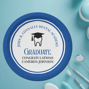 Blue Dental School Custom Dentist Graduation Party Paper Plate