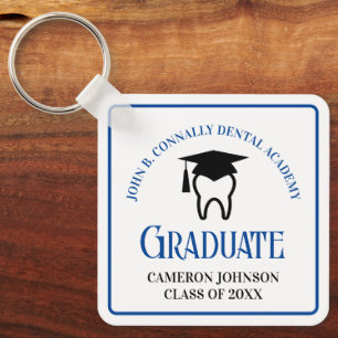 Blue Dental School Custom Graduation Gift Key Ring