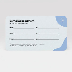 Blue Dentist Appointment Card