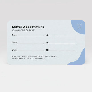 Blue Dentist Appointment Card