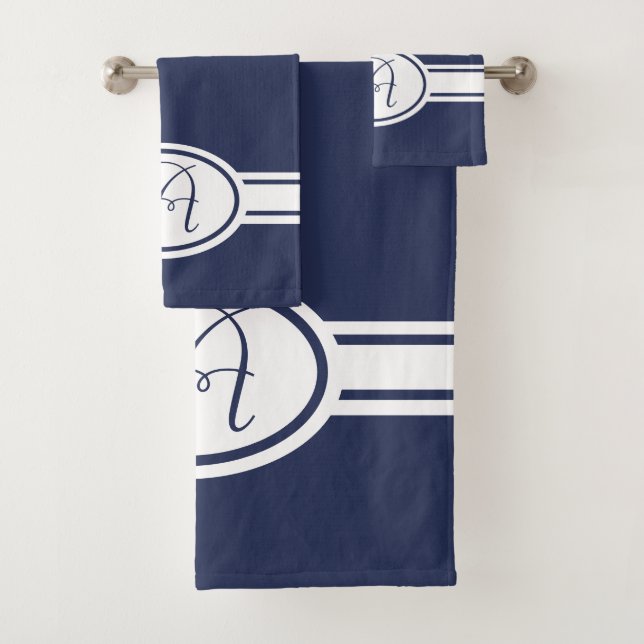 Blue Depths Monogram Bath Towel Set (Insitu)