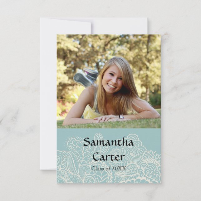 Blue Design - 3x5 Graduation Announcement (Front)