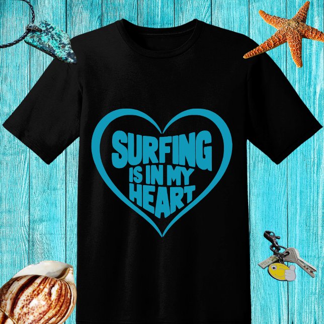 Blue design 'Surfing is in my heart' T-Shirt (Creator Uploaded)