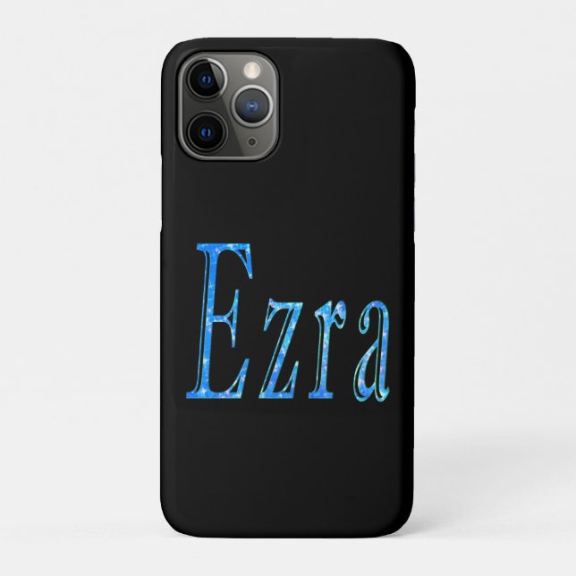 Blue Designed Ezra Name, Case-Mate iPhone Case (Back)