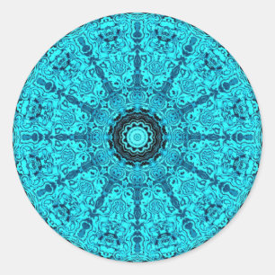 Blue detailed mandala classic round sticker