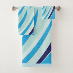 Blue Diagonal Stripe Bath Towel Set