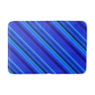 Blue diagonal stripes bath mat