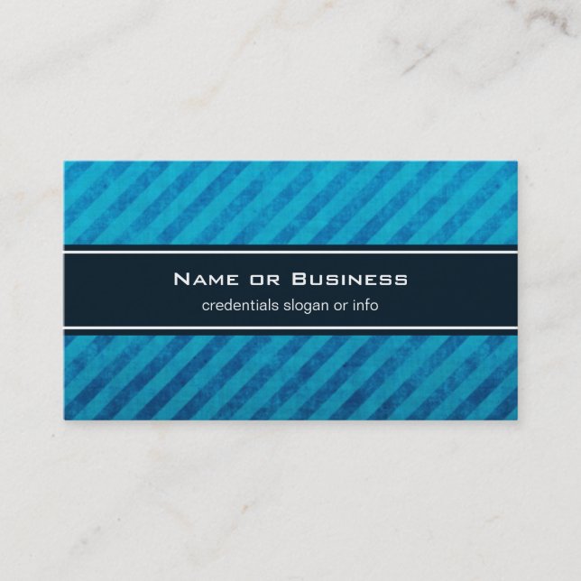 Blue Diagonal Stripes Business Card (Front)