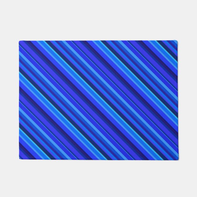 Blue diagonal stripes doormat (Front)