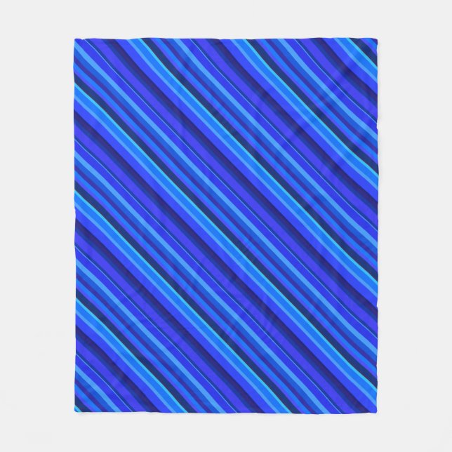 Blue diagonal stripes fleece blanket (Front)