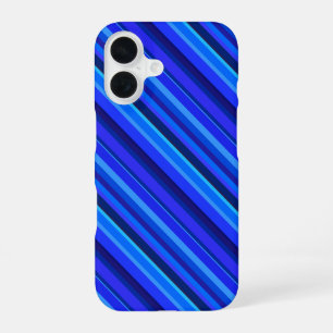 Blue diagonal stripes iPhone 16 case