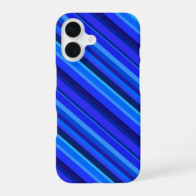Blue diagonal stripes iPhone 16 case (Back)