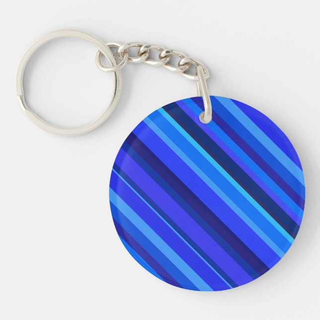 Blue diagonal stripes key ring (Front)