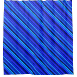 Blue diagonal stripes shower curtain