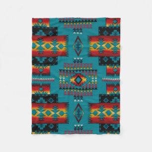 BLUE Diamond Aztec Print Fleece Blanket