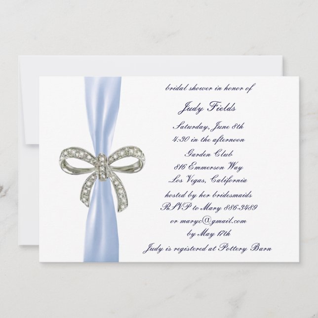Blue Diamond Bow Bridal Shower Invitation (Front)