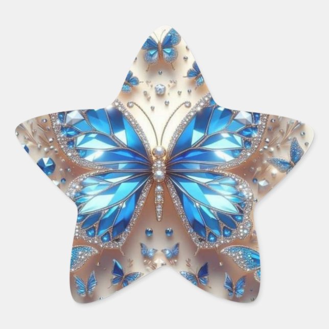 Blue Diamond Butterfly Sticker – Elegant Adornment (Front)